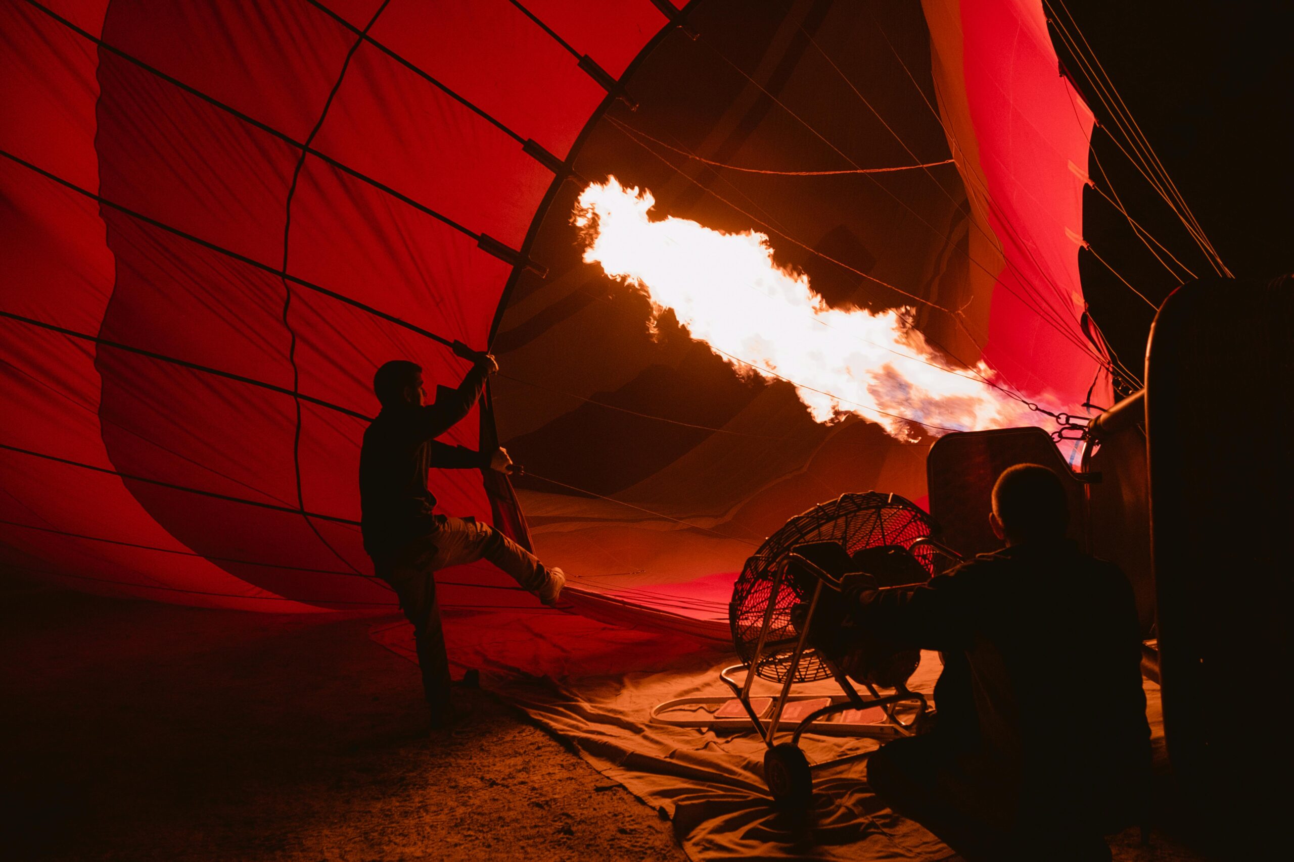 Person Preparing Hot-air Balloon