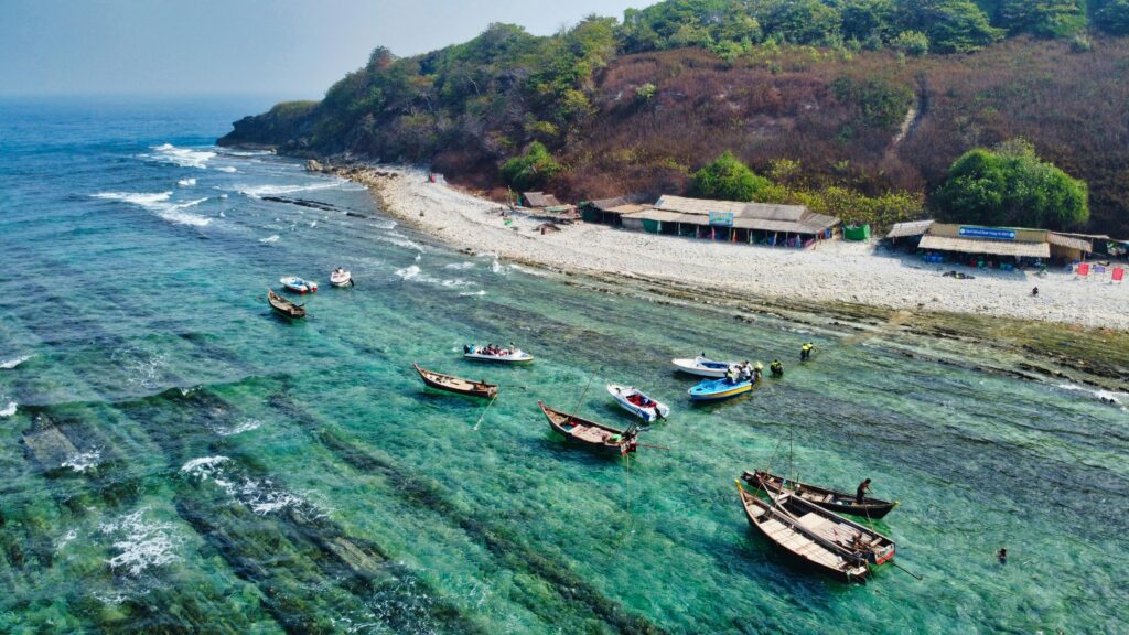 Wooden boats on the beach