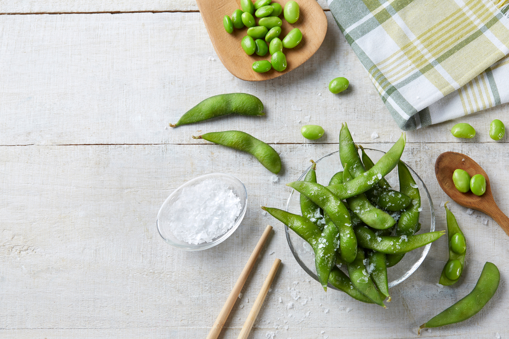 Edamame on the table. Healthy and natural food