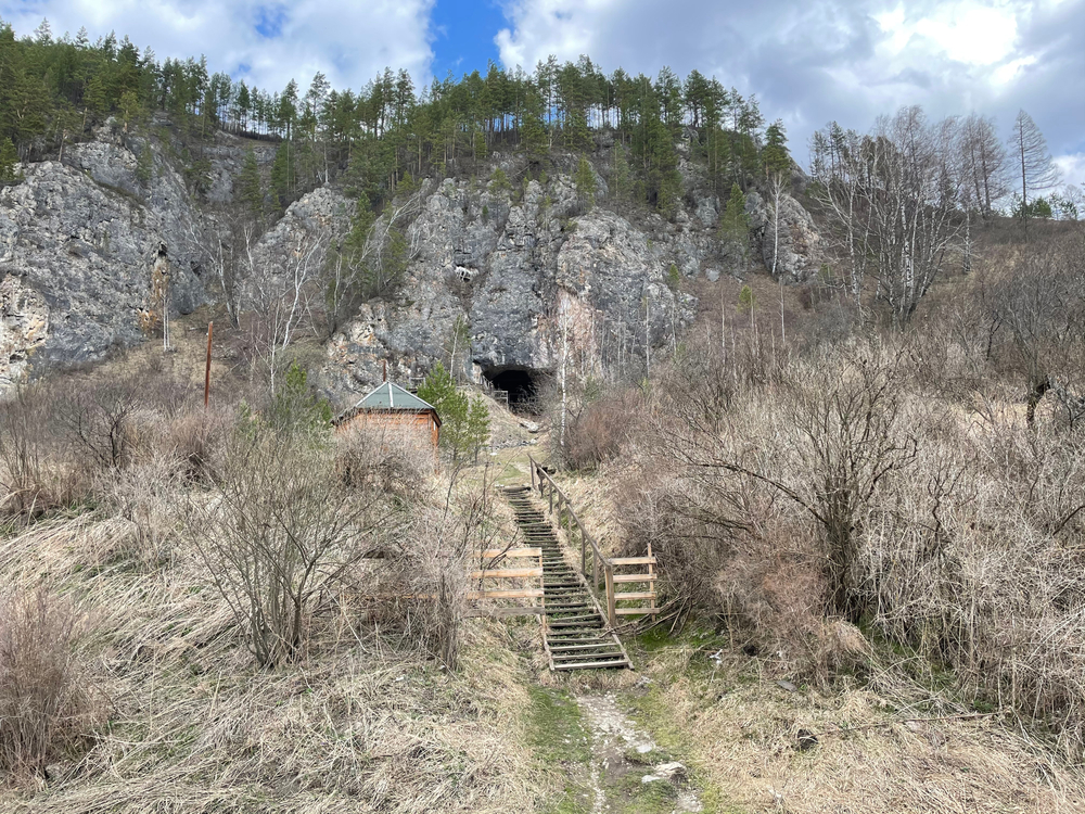 Denisova Cave, also known as Aju-Tasch, site of paleoanthropological excavations in the Anui River valley roughly 100 km south of Biysk in the Altai Mountains of Russia.