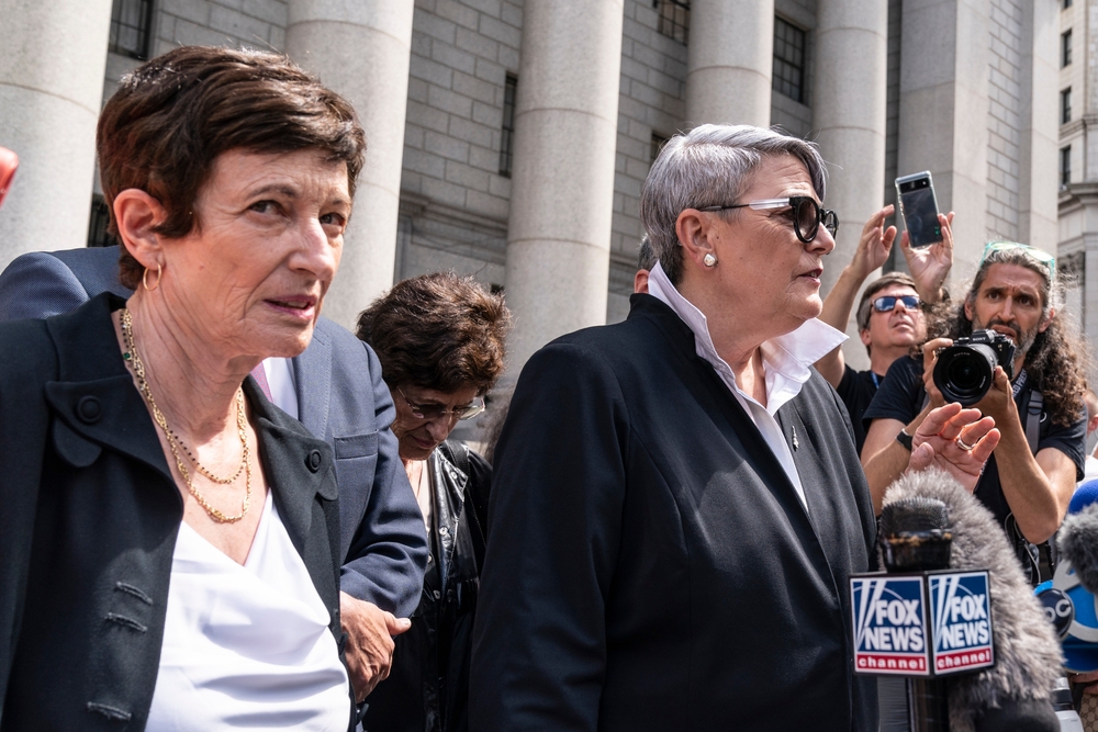 New York, NY - June 28, 2022: Ghislaine Maxwell defense attorney Bobbi Sternheim speaks to the press outside federal court