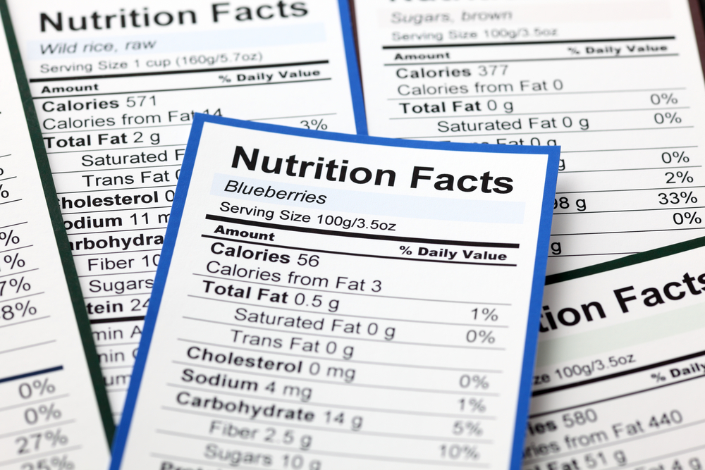 Lots of Nutrition facts. Close-up.
