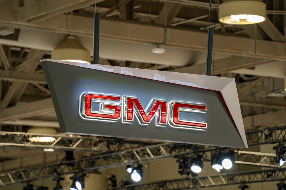 GMC logo at the 2025 Canadian International AutoShow. Toronto, Canada - February 18, 2025.