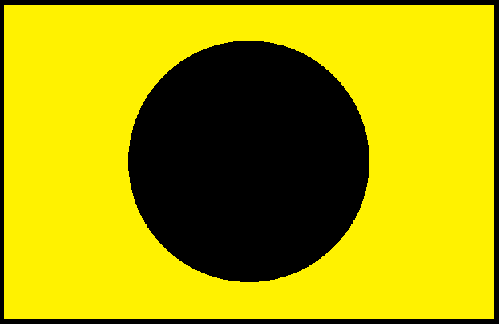 Yellow flag with black circle posted to indicate swimming-only zone where surfboards and other equipment are banned.