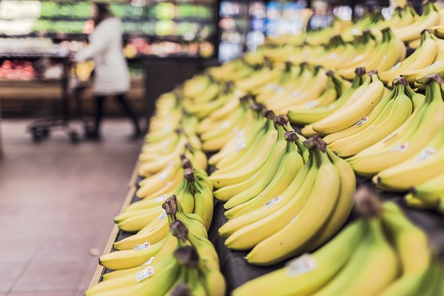 bananas on a store shelf