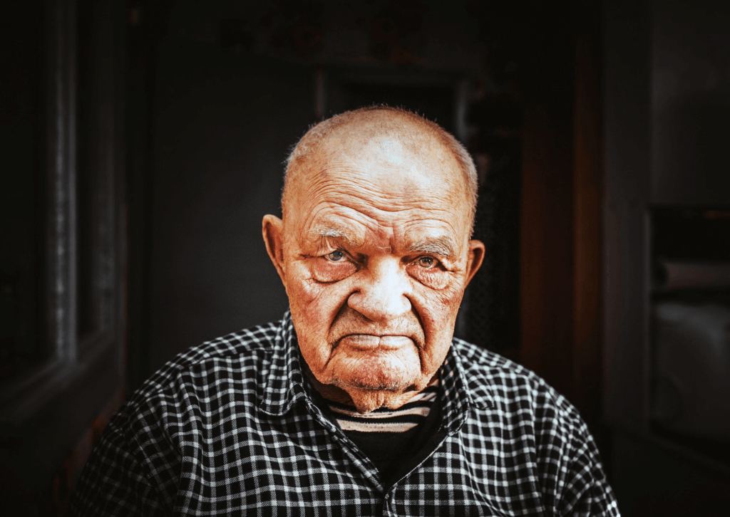 elderly man grumpy