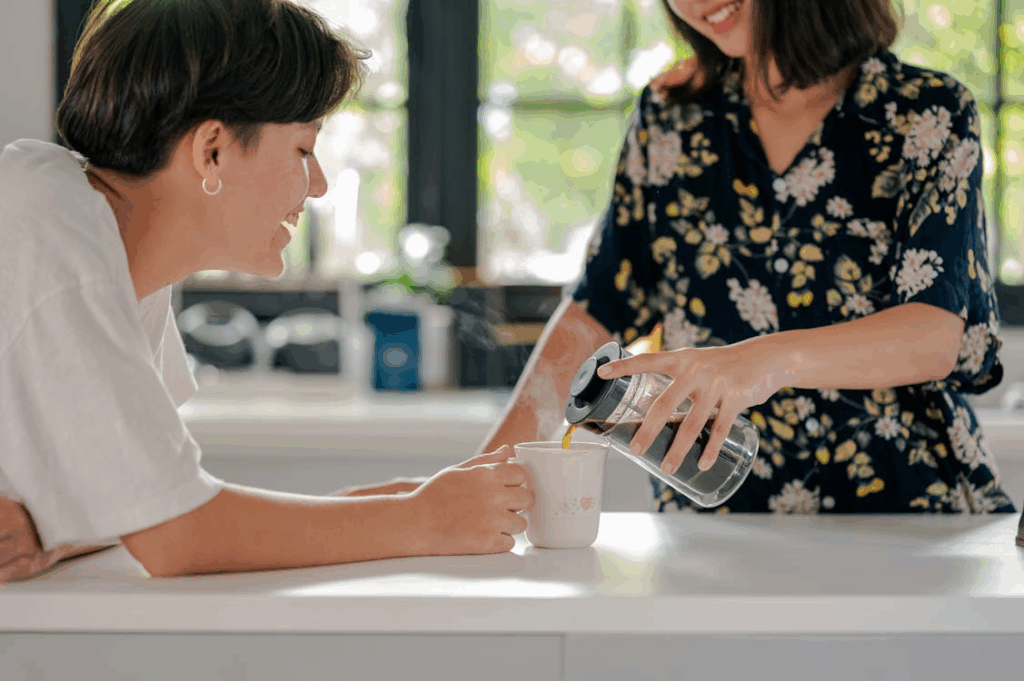 family members in kitchen