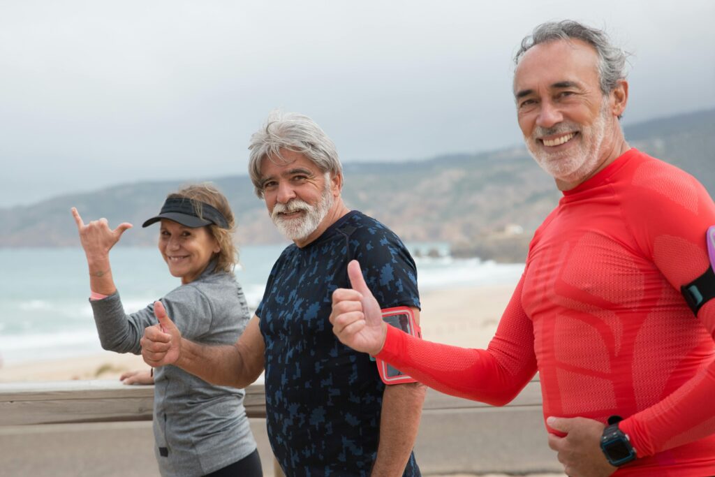 happy healthy active old people