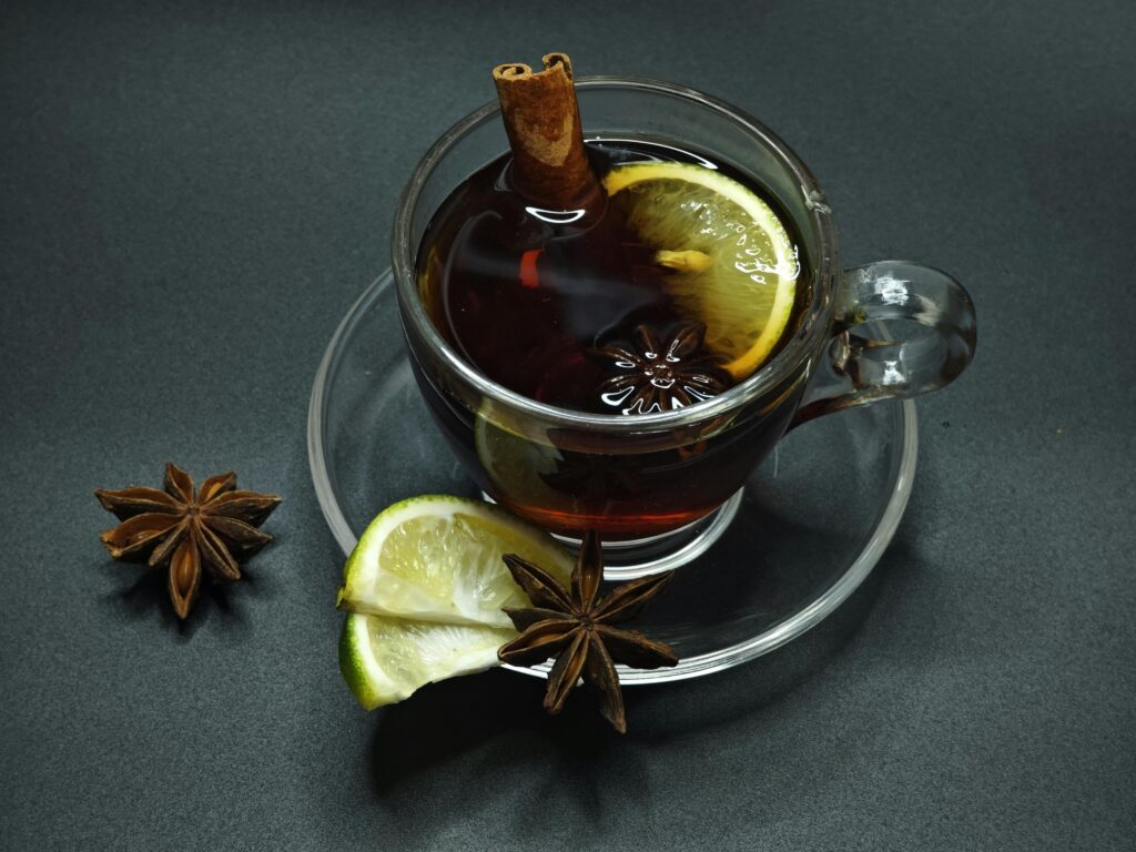 Hot Spiced Tea with Lemon and Star Anise