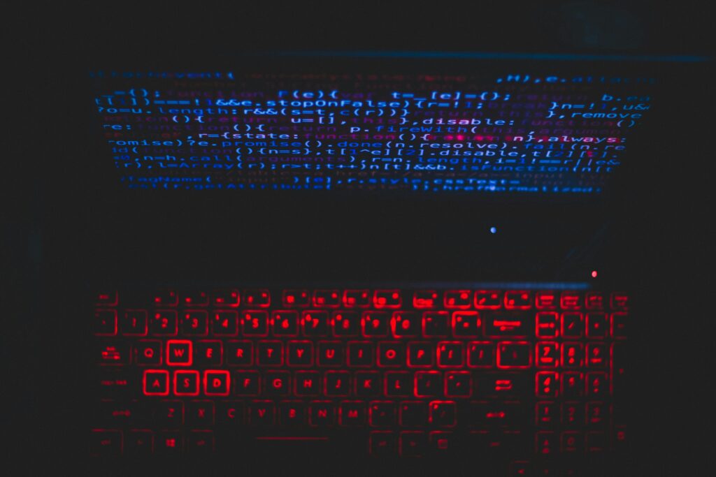 Blue And Red Light From Computer
