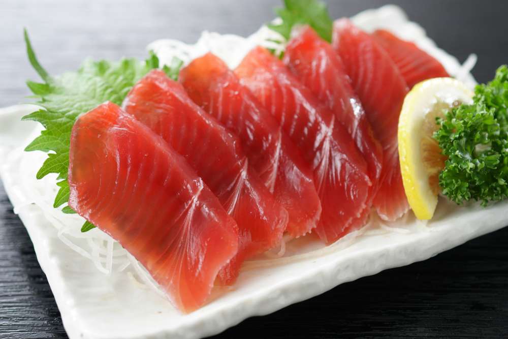 Sashimi skipjack tuna.  Japanese food.