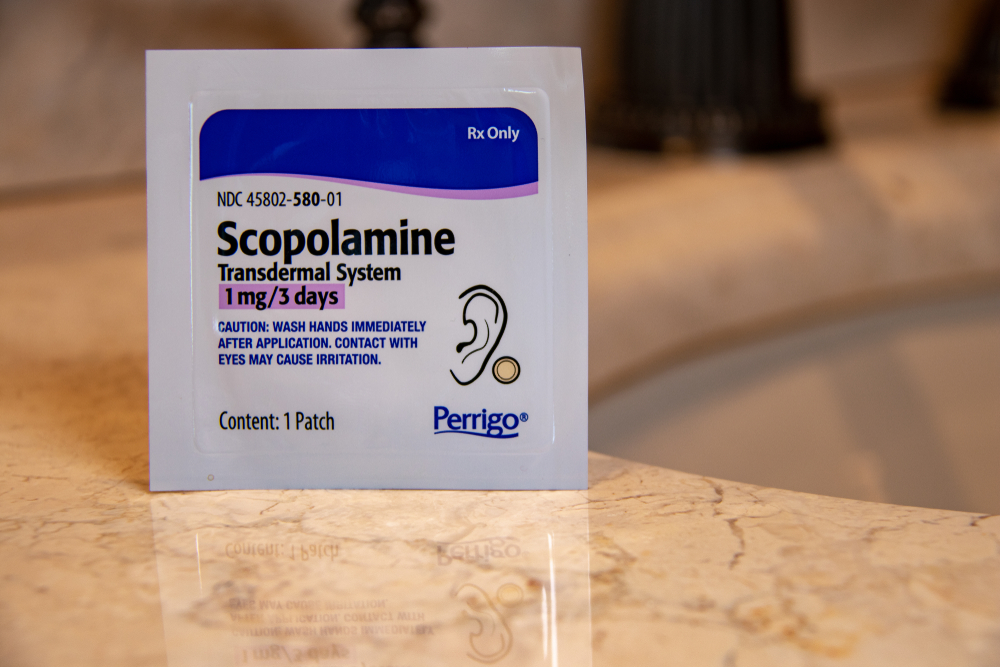 Laguna Hills, CA / USA - 08/10/2018: Scopolamine Patch