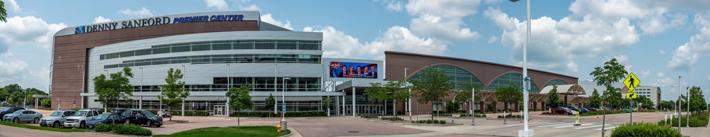 Sioux Falls, South Dakota, USA - 7.2021 - Front view of the Denny Sanford Premier Center
