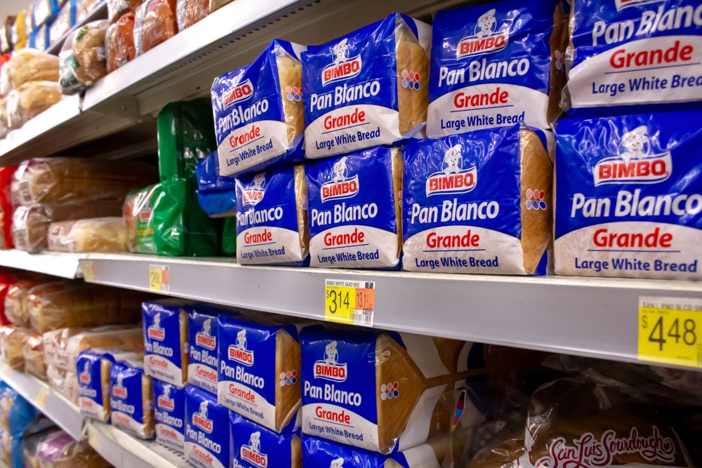 Los Angeles, California, United States - 02-01-2023: A view of several packages of Bimbo bread, on display at a local grocery store.