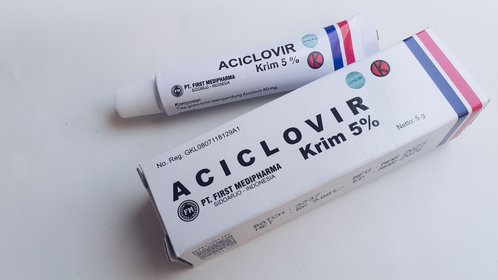Pasuruan,Indonesia-July 11th,2023-ACYCLOVIR CREAM, is a drug containing the active substance Acyclovir, used to treat infections caused by viruses such as herpes simplex on the skin