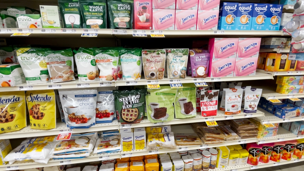 Grovetown, Ga USA - 03 16 2022: Food Lion grocery store pan sugar section artificial sweeteners