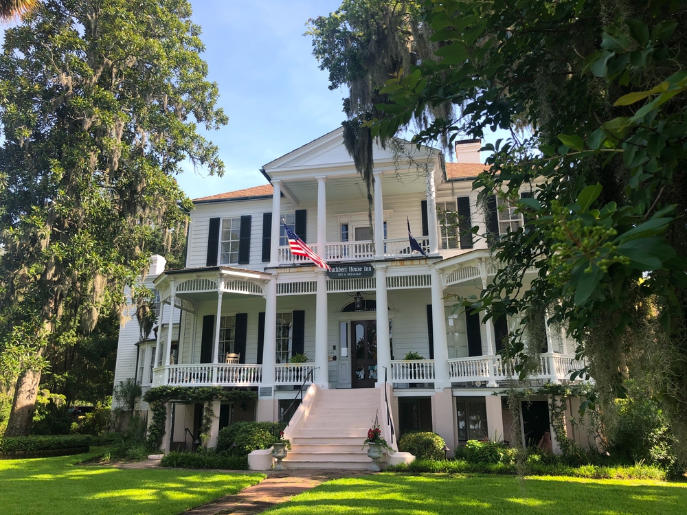 Beaufort South Carolina USA-July 12, 2023. The historic Cuthbert House Inn along Bay Street in the heart of the historic district is a majestic 18th century mansion rich in history.
