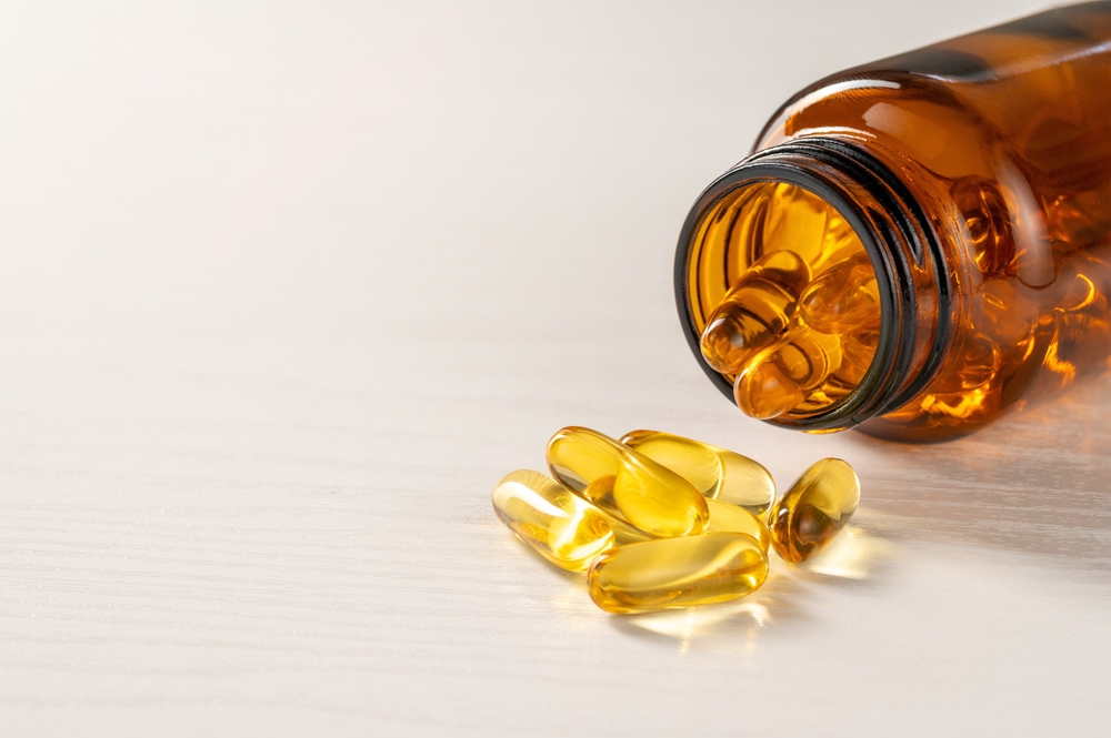 Capsule of omega 3, 6, 9 fish oil, vitamin, food supplement