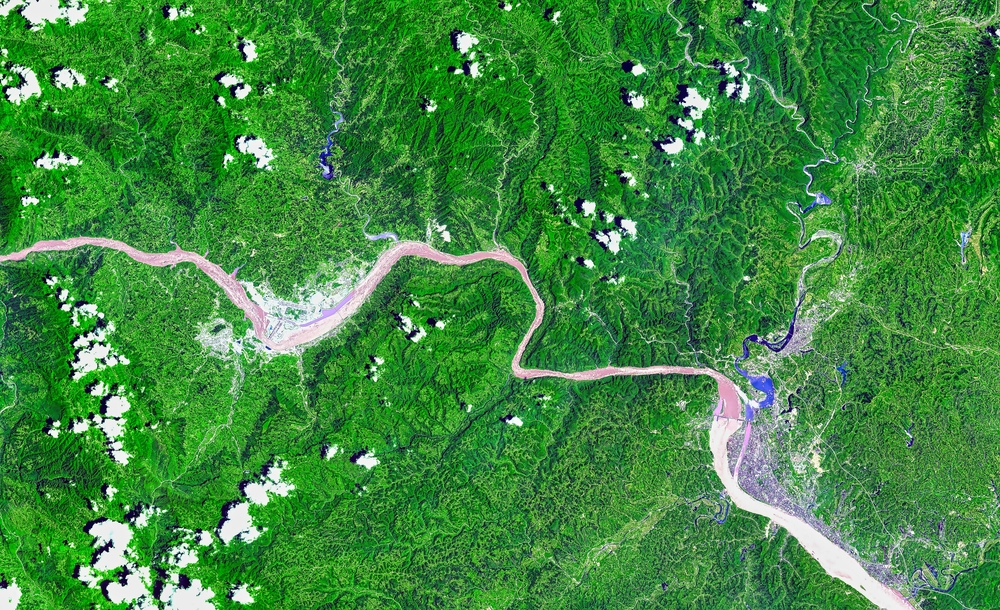Three Gorges Dam, China. . Elements of this image furnished by NASA.
