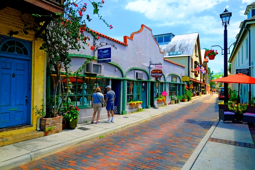Aviles street shopping district in the Historic St. Augustine  Florida the oldest city in America. Created 08.15.24