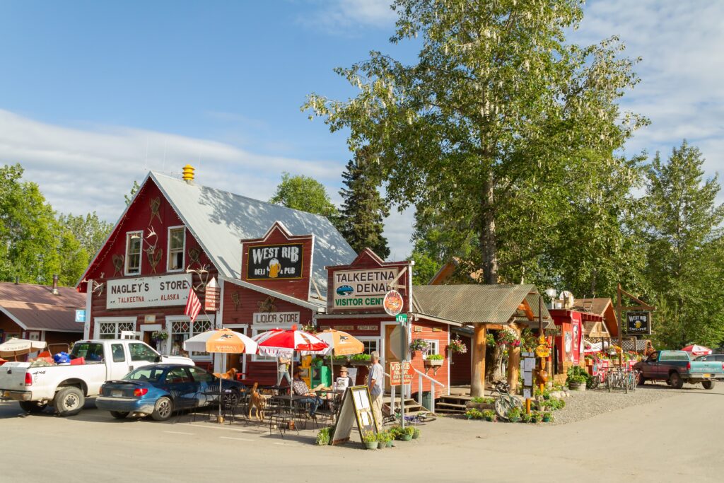 TALKEETNA, Alaska - June 30, 2011: Shops and the Talkeetna visitor center are waiting for Alaska guests