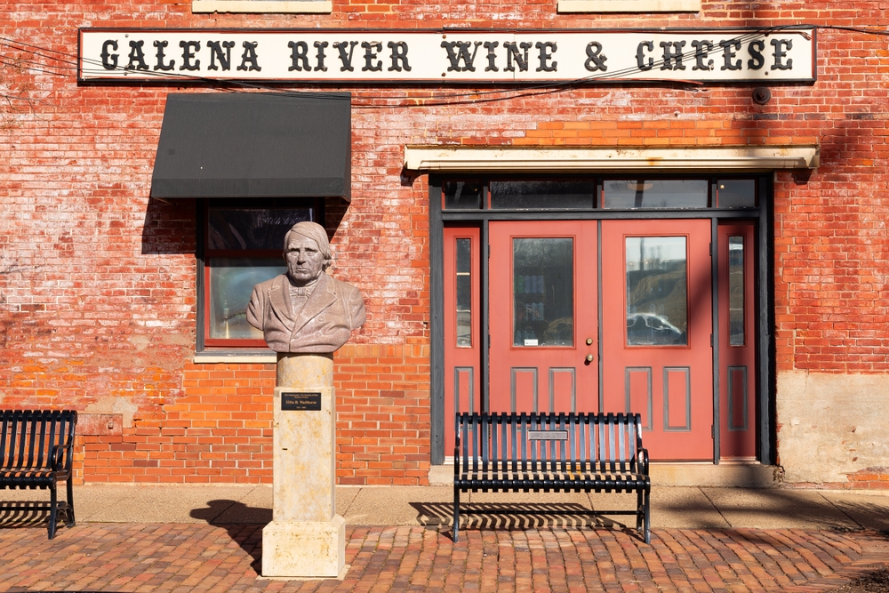 Galena, Illinois - United States - February 10th, 2025: Exterior of downtown building and storefront in Galena, Illinois, USA.