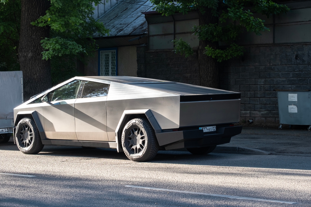 Almaty, Kazakhstan - May 25, 2025 Tesla Cybertruck parked in the city, Electric vehicles in Kazakhstan