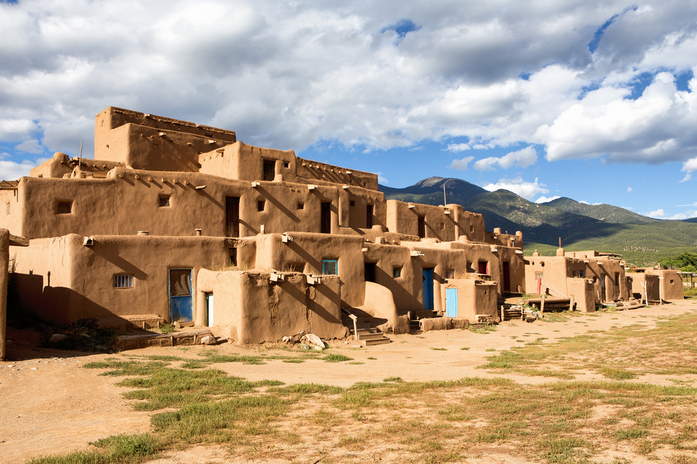 Thousand year old pueblo in Taos, New Mexico is the oldest continuously occupied adobe building in the United States. 