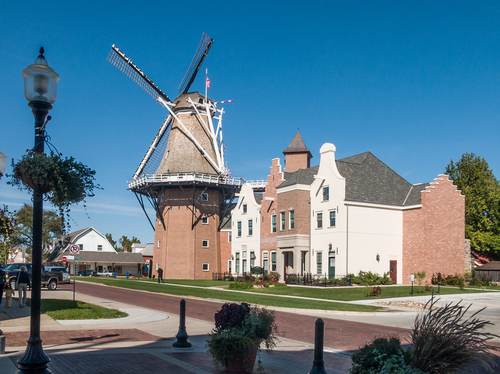 Windmill at Dutch village Pella, Iowa, USA,