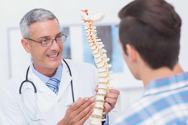doctor holding spinal cord