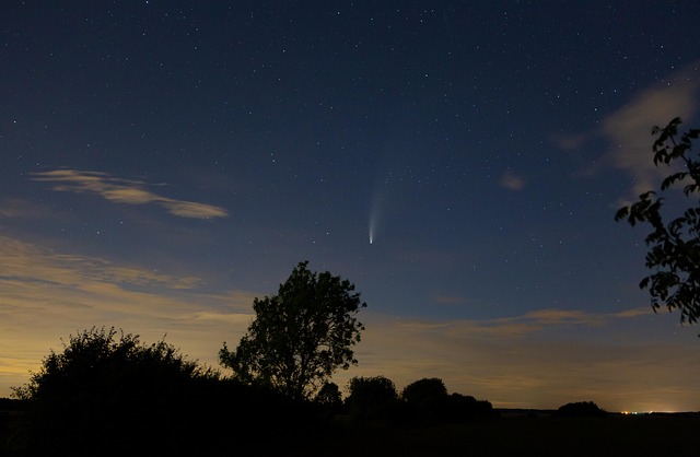 a comet in the night sky