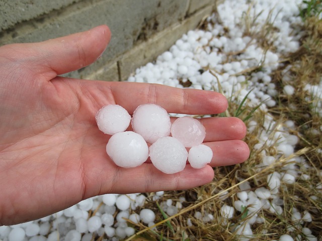 a hand holding hailstones
