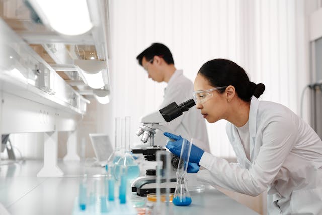 Female researcher working in lab
