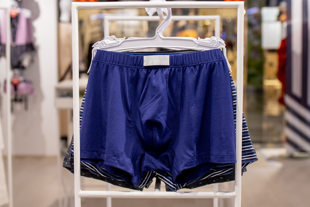 Men's underwear in the store. Cotton men's briefs.