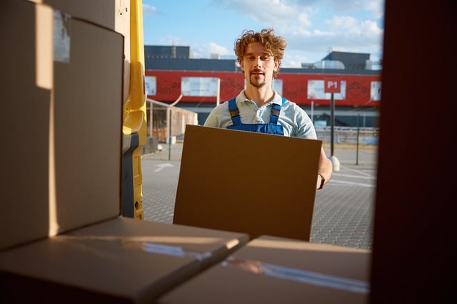 man packing boxes into a van
