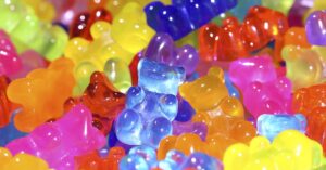 close up of gummy bears