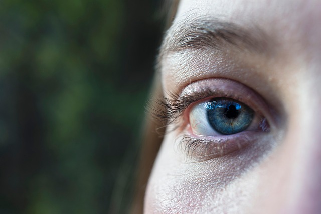 close up of a blue eye