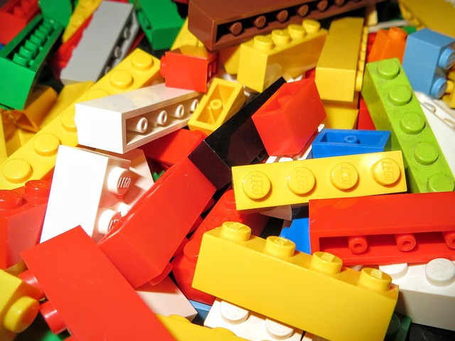 Lego pieces close up