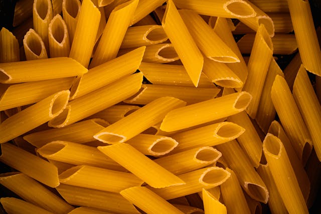 close up of dry pasta