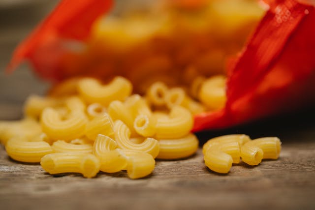 dry pasta on a table