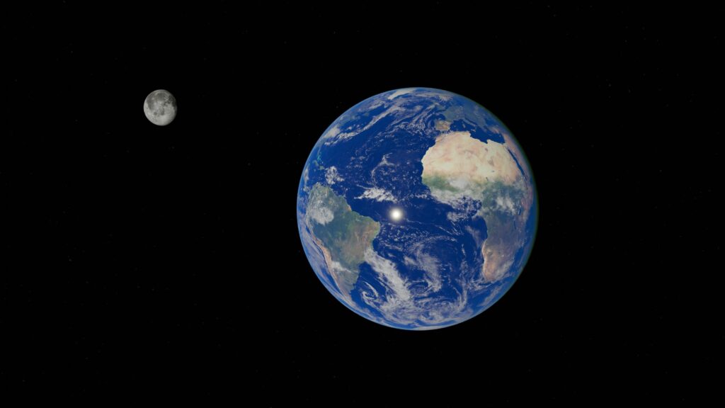 Earth and Moon in Space with Stunning Detail
