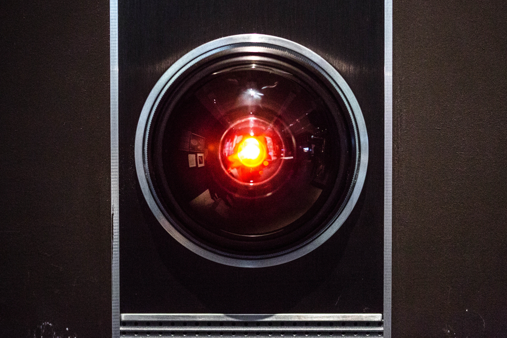 LONDON, ENGLAND - MAY 2019: The original prop of the HAL 9000 from the Stanley Kubrick adaptation of 2001 A Space Odyssey. It is on display along with other pieces at the Design Museum in Kensington.