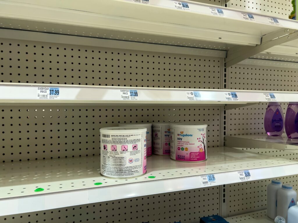 Seattle, WA USA - circa May 2022: View of the low baby formula inventory inside a Rite Aid Pharmacy.