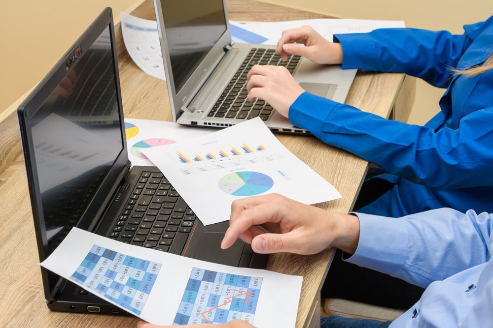 Work in the office with computers