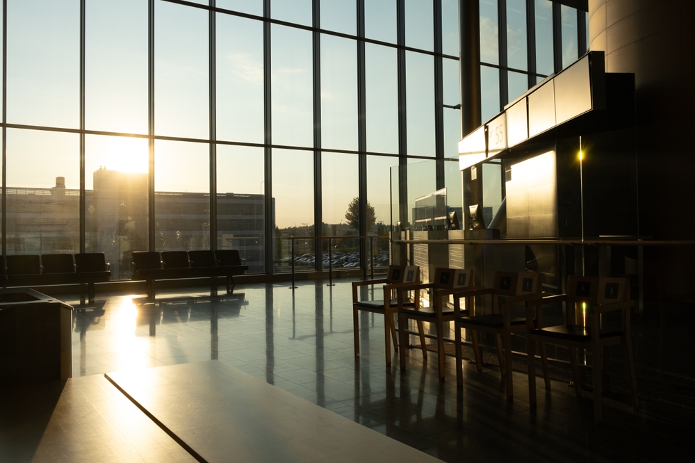 Empty airport modern waiting area.