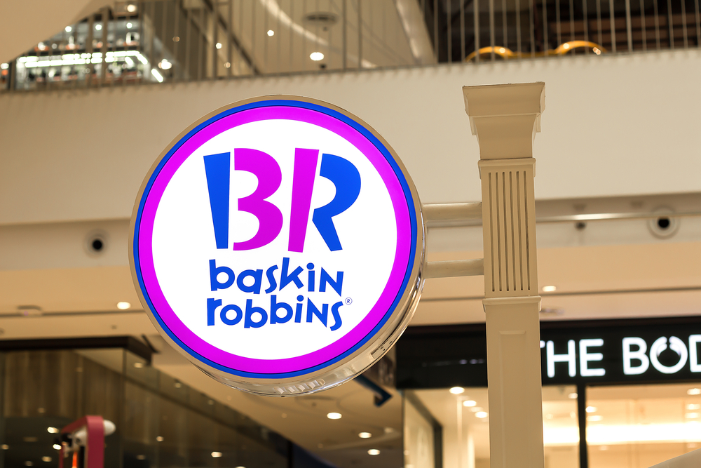 Bangkok, Thailand - Septenber 3, 2017: Baskin Robbins store and sign, ice cream store, This branch is located in central westgate, Nonthaburi, TH