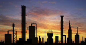 oil refinery at sunrise