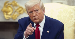 President Trump pointing finger at camera