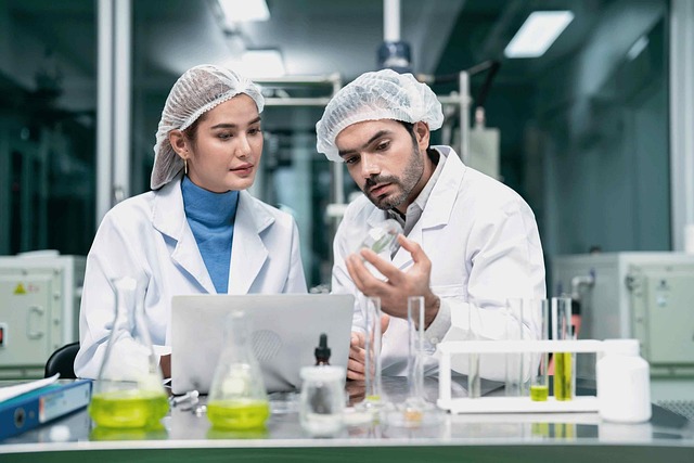 two researchers working in a lab