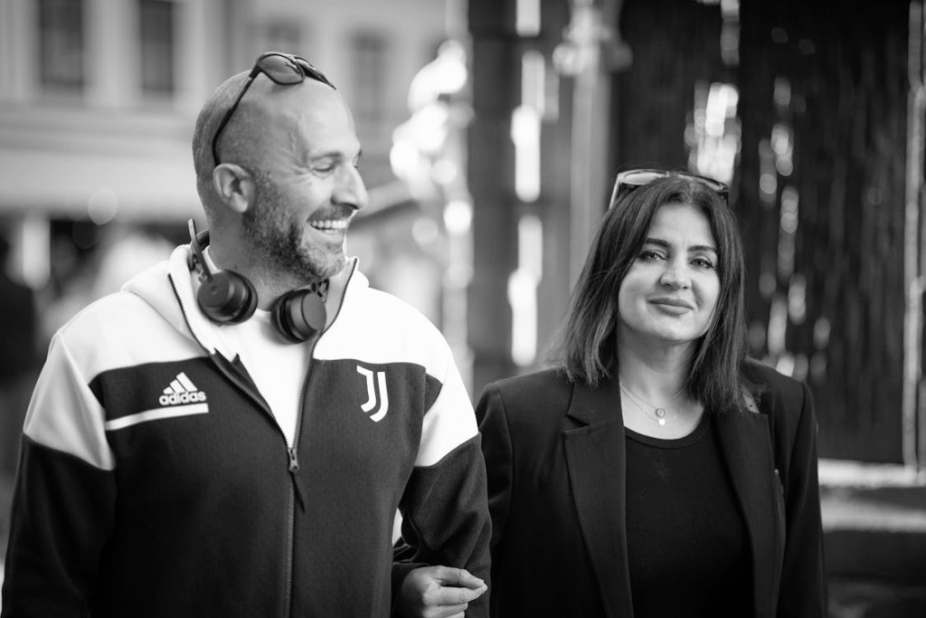 Happy Couple Enjoying a Stroll in Stockholm